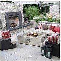 Peaktop Firepit Outdoor Gas Fire Pit Concrete With Lava Rock Cover HF35708AA-UK