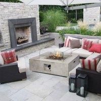 Peaktop Firepit Outdoor Gas Fire Pit Concrete With Lava Rock Cover HF35708AA-UK