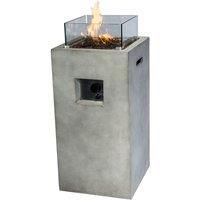 Peaktop Firepit Outdoor Gas Fire Pit Concrete Style, with Cover HF31701AA-UK, Stone Grey
