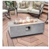 Peaktop Firepit Outdoor Gas Fire Pit Stone with Lava Rock & Cover HF42708AA-UK, Light Grey