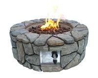 Peaktop Round 28inch Firepit Outdoor Gas Fire Pit Concrete Style, Cover Ignition HF09501AA-UK, Stone Grey