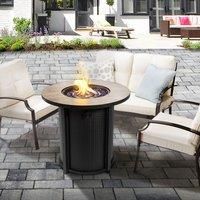 Peaktop Firepit Outdoor Gas Fire Pit Metal With Glass Rocks & Cover HF30900BA-UK