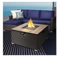 Peaktop Firepit Outdoor Gas Fire Pit Steel With Lava Rock & Cover HF31188AA-UK