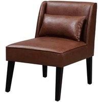 Teamson Home Marc Lounge Accent Chair Seat, Faux Leather, Brown with Padding, One Size