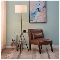 Versanora Tripod Floor Lamp USB Port & Glass Table Brass/White Myra VN-L00068-UK