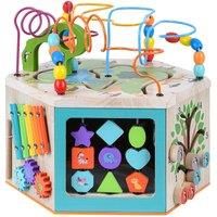 Teamson Kids Preschool 7 in 1 Large Educational Wooden Activity Cube With Abacus and Xylophone UK-PS-T0005