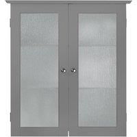 Teamson Home Bathroom Connor Wall Cabinet with 2 Glass Doors Grey EHF-581G