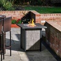 Teamson Home Outdoor Garden Gas Fire Pit Table Heater w/ Lid, Lava Rocks & Cover