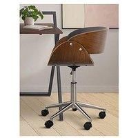 Teamson Home Padded Office Desk Chair, Swivel & Adjustable, Wood, Black/Brown