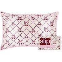 slip Queen Silk Pillowcase – Sweet Cherry Limited Edition with Lace Trim – 100% Pure Mulberry Slipsilk™ – Anti-Frizz, Anti-Crease, Anti-BedHead