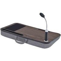 Versanora Teamson Home 2 In 1 Portable Desk Lap Tray and Carrier, Foldable Computer Table for Laptop with Cushion, Detachable LED Light and Mouse Pad, Brown, Wood, One Size
