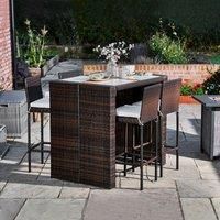 5 Pcs Rattan Garden Patio Furniture Bar Dining Table & Chair Set