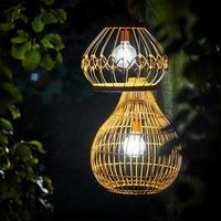 Teamson Home Outdoor Garden Decor, Woven Hanging Solar Powered Light, Tear-Drop Pendent Lantern with Bulb, Dimmer, Timer & Remote, Weather Resistant