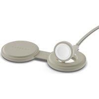 SATECHI OntheGo™ 2-in-1 Wireless Charger, Qi2 Portable Charger with 15W Fast Charging for iPhone and 5W for Apple Watch, Magnetic Travel Charging Station – Sand