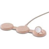 SATECHI OntheGo™ 3 in 1 Wireless Charger, Qi2 Portable Charger with 15W Fast Charging for iPhone 17 to 12 Series, 5W for Apple Watch, and 5W for AirPods, Travel Charging Station – Desert Rose