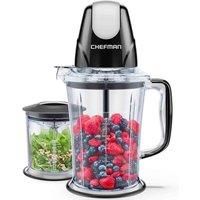 CHEFMAN 2-in-1 Food Processor and Portable Blender with 400W Motor, 2-Tiered Blade System, Ice Crusher - Ideal for Smoothies, Purees, Chopped Vegetables and More - Large and Small Jars, Pulse Function