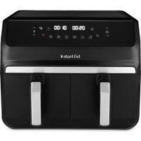 Instant Pot - Vortex Dual Black Air Fryer - Large 8L, Family Size, Twin, Double 4L Basket, 8 in 1 - Food Dehydrate, Grill, Bake, Roast, Reheat, Non-Stick, Easy Clean, Dishwasher Safe, Electric
