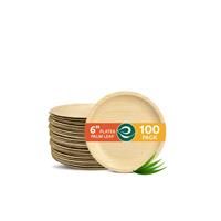ECO SOUL Compostable Round Palm Leaf Plates | Pack of | 15cm 100