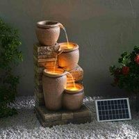 Teamson Home 78 cm 4-Tier Cascading Bowl Solar Powered Water Fountain for Outdoor Living Spaces, Terracotta