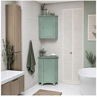 Teamson Home Glancy Removable Corner Wall Cabinet with Faux Louvered Door, Sage Green