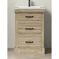 Teamson Home 24" Donovan Vanity With White Sink And 2 Drawers Light Oak, Brown