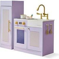 Teamson Kids Little Chef Chester Play Kitchen in Purple with Fridge, Stove, 12 Accessories, Shelves & Hooks, Inspires Creative & Social Play Skills