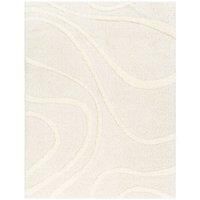 Livabliss Chelles Shaggy Rug - Modern Berber Rugs Living Room, Large 120x170 cm, Soft Shaggy Rugs for Bedroom - Neutral Boho Fluffy Rug, Easy Care Plush Thick Pile - Beige and White