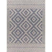 Livabliss Salema Indoor Outdoor Rug - Large Boho Rugs for Living Room 120x170 cm Dining, Kitchen Carpet, Patterned Neutral & Coloured Rugs, Waterproof, Stain Durable - Cream and Dark Blue