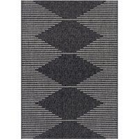 Livabliss Sevilla Indoor Outdoor Rug - Large Boho Rugs for Living Room 200x275 cm Dining, Kitchen Carpet, Patterned Neutral and Coloured Rugs, Waterproof, Stain Durable - Black and Grey