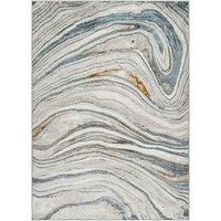 Livabliss Starec Abstract Rug - Area Rugs Living Room 120x170 cm, Dining Room, Lounge, Kitchen, Bedroom - Modern Marble Rug, Soft Luxurious Easy Care Medium Pile Large Rug, Grey, Blue, Rust Rug
