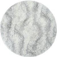 Livabliss Dili Shaggy Rug - Modern Berber Rug Living Room 120x120 cm, Soft Shaggy Rugs for Bedroom - Neutral Boho Fluffy Rug, Easy Care Plush Thick Pile - Round Rug, Cream and Dark Grey Rug