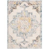 AGRA Round Vintage Traditional Oriental Boho Sky Blue Area Rug 200 x 200 cm