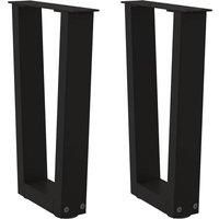 Dining Table Legs V-Shape 2 pcs Black 38x(42-43.3) cm Steel