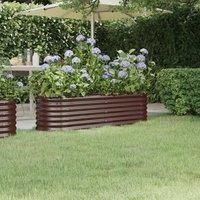 Garden Raised Bed Powder-coated Steel 152x40x36 cm Brown