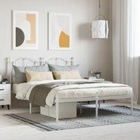Metal Bed Frame with Headboard White 140x190 cm
