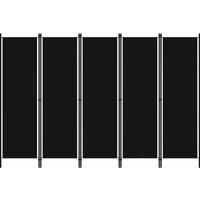 5-Panel Room Divider Black 250x180 cm