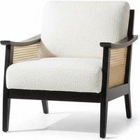 Teddy Fleece-Upholstered Accent Chair with PE Rattan Side Panels