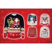 Printed Christmas Sweater - 4 Design Options - Black