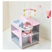 Olivia's Little World - Baby Doll Furniture | Baby Changing Station with Storage (Grey Polka Dots)
