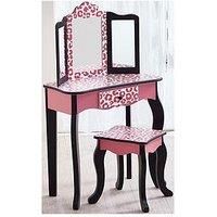 Teamson Kids Fantasy Fields Vanity Set Wooden Dressing Table With Mirror & Stool Pink TD-11670A