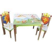 Kids' 3Piece Wooden Table & Bunny Ears Chairs Set | Wowcher