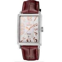 Glamour White Dial Leather Watch