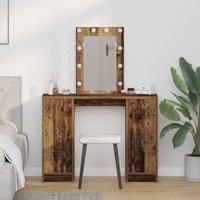 Dressing Table with LED Lights Old Wood 102x33x135 cm