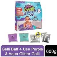 Glitter Gelli Baff Purple & Aqua from Zimpli Kids, 4 Bath Value Pack, Magically turns water into thick, colourful goo, 2 x Free Crackle Baff, Toddlers Sensory Toys for Tuff Tray, Arts & Crafts