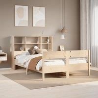 Bookcase Bed without Mattress 150x200 cm King Size Solid Wood Pine