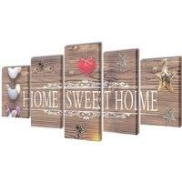Canvas Wall Print Set Home Sweet Home Design 100 x 50 cm
