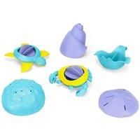 Green Toys Sea Life Set - 6 Piece Bath Toy Set Made of 100% Recycled Plastic, Top Sand and Water Toy, Baby Bath Toy