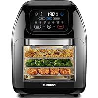Chefman Multifunctional Digital Air Fryer+ Rotisserie, Dehydrator, Convection Oven, 17 Touch-screen Presets, Fry, Roast, Dehydrate & Bake, Auto Shutoff, Accessories Included, XL 10L Family Size, Black