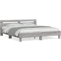 Bed Frame without Mattress Grey Sonoma 160x200 cm