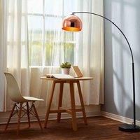 Teamson Home Modern Arc Curved Standing Floor Lamp 67 inch Tall Standing Hanging Light, Rose Gold Finished Shade, Black Marble Base For Living Room